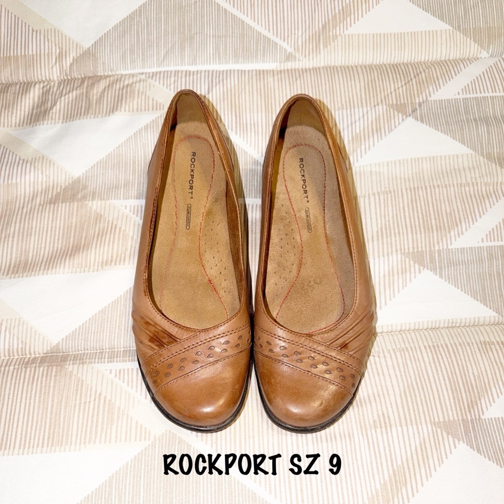Rockport Women's Tan Leather Flats SZ 9